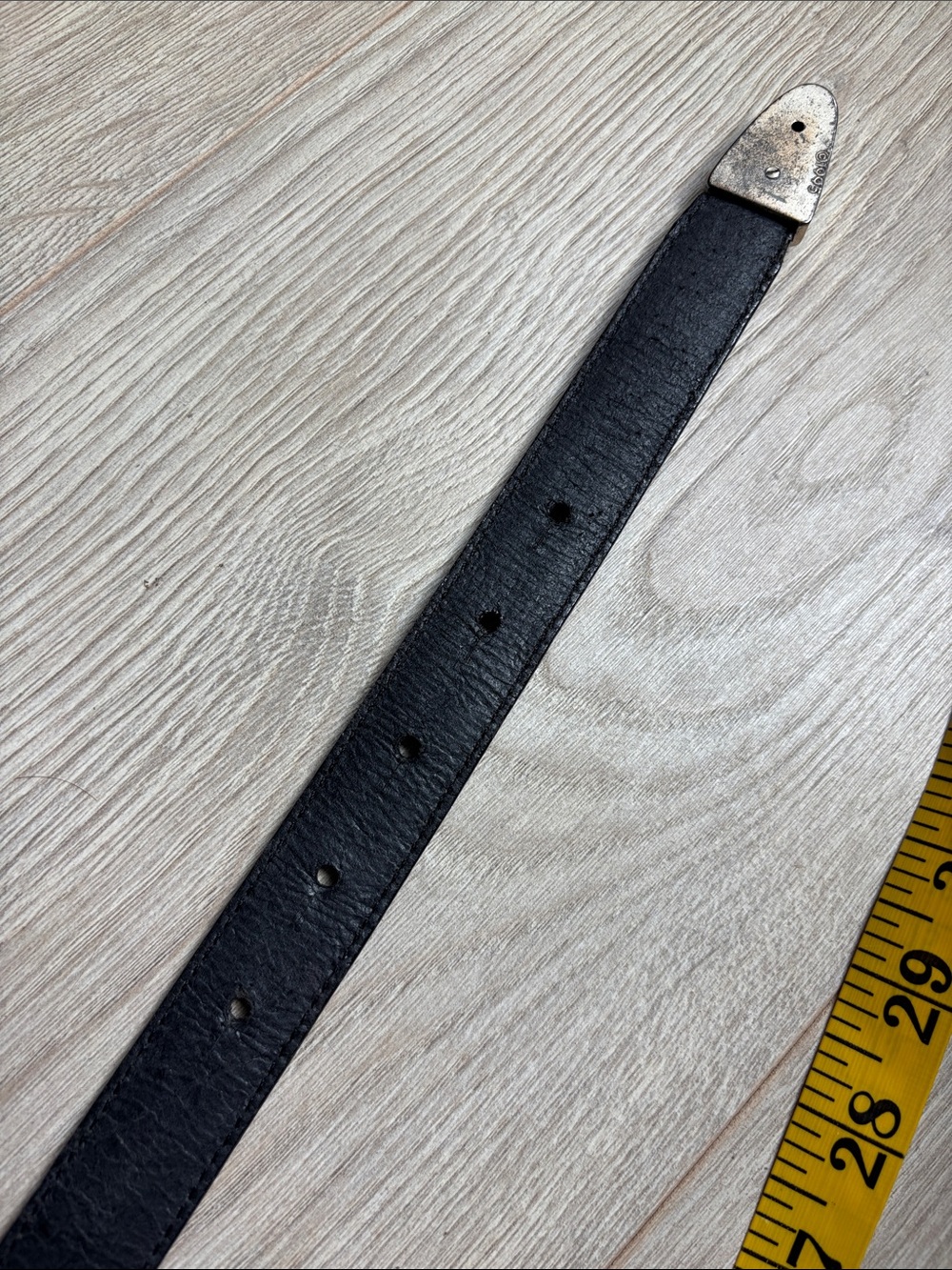 VTG 1995 Brighton Black Leather Belt with Silver Decorative Buckle - Picture 7 of 8